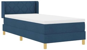 vidaXL Κρεβάτι με ελατήρια με στρώμα Μπλε 190 x 90 cm Πολυεστέρας