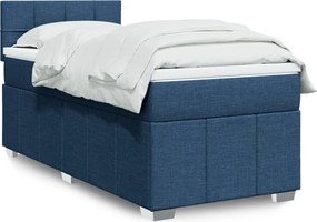 vidaXL Κρεβάτι Boxspring με Στρώμα Μπλε 100 x 200 εκ. Υφασμάτινο