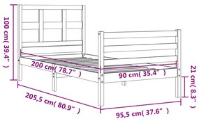 ΠΛΑΙΣΙΟ ΚΡΕΒΑΤΙΟΥ ΜΕ ΚΕΦΑΛΑΡΙ 90X200 ΕΚ. ΑΠΟ ΜΑΣΙΦ ΞΥΛΟ 3194816