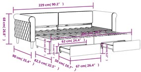 Καναπές Κρεβάτι Συρόμενος Μπλε 80x200 εκ. Βελούδινος Συρτάρια - Μπλε