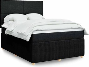 vidaXL Κρεβάτι Boxspring με Στρώμα Μαύρο 140x200 εκ. Υφασμάτινο