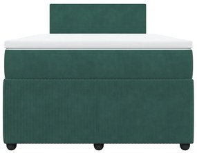 vidaXL Κρεβάτι Boxspring με Στρώμα Σκούρο Πράσινο 120x190εκ. Βελούδινο