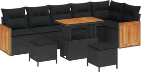 vidaXL Σετ Καναπέ Κήπου με μαξιλάρι 9 pcs Μαύρο