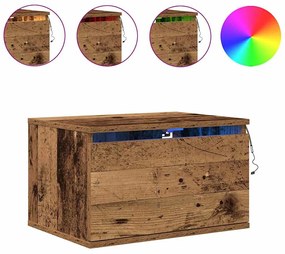 vidaXL Τοίχου κομοδίνο με συρτάρι 2 pcs Παλαιό ξύλο 50 x 36 x 30 εκ