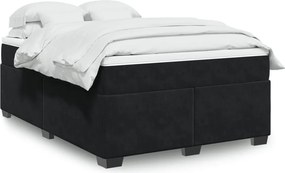vidaXL Κρεβάτι Boxspring με Στρώμα Μαύρο 140x190 εκ. Βελούδινο