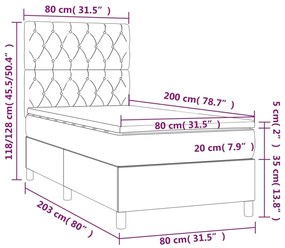 Κρεβάτι Boxspring με Στρώμα Σκούρο Πράσινο 80x200 εκ. Βελούδινο - Πράσινο