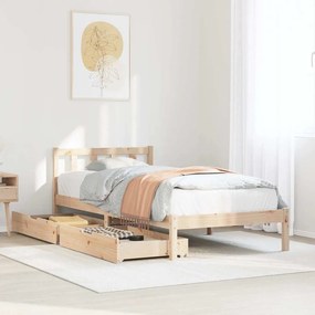 vidaXL Σκελετός Κρεβατιού Χωρίς Στρώμα 75x190 εκ Μασίφ Ξύλο Πεύκου