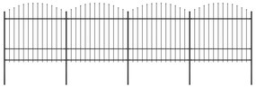vidaXL Κάγκελα Περίφραξης με Λόγχες Μαύρα (1,5-1,75) x 6,8 μ. Ατσάλινα