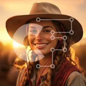 Intra Συλλεκτικό Ξύλινο Παζλ Plywood 4mm - Νεαρή γυναίκα που χαμογελά στο ηλιοβασίλεμα Σε Ξύλινο Κουτί - Διαστάσεις Puzzle: 10x10 cm – 25 κομμάτια