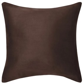 vidaXL Καλύμματα Μαξιλαριών 4 τεμ. Καφέ 80 x 80 εκ. Συνθ. Καστόρι