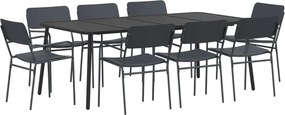 vidaXL Σετ τραπεζαρίας 9 τμχ. Ανθρακί 200 x 100 x 72 εκ Ατσάλι