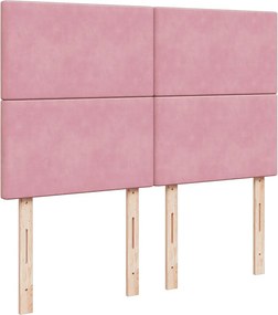 vidaXL Κρεβάτι Boxspring με Στρώμα Ροζ 140x200 εκ. Βελούδινο