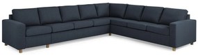 Γωνιακός Καναπές Scandinavian Choice C158, Σκούρο μπλε, Δρυς, 345x285x86cm, Πόδια: Ξύλο | Epipla1.gr