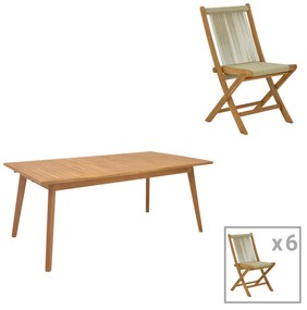 Intrahome Τραπεζαρία 7 τεμ. Banou-Pino Intrahome teak ξύλο σε φυσική απόχρωση 180/240x100x75εκ | SKU: INTRAPA-451111138