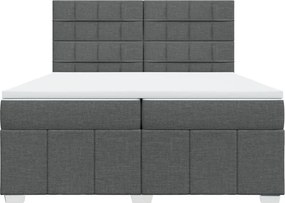 vidaXL Κρεβάτι Boxspring με Στρώμα Σκούρο Γκρι 200x200 εκ. Υφασμάτινο