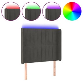 Κεφαλάρι Κρεβατιού LED Σκούρο Γκρι 83x16x118/128εκ. Βελούδινο 3124317
