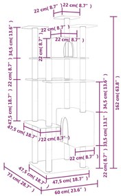 vidaXL Γατόδεντρο Κρεμ 162 εκ. με Στύλους Ξυσίματος από Σιζάλ
