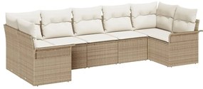vidaXL Σετ Καναπέ Κήπου με μαξιλάρι 7 pcs Μπεζ Πολυ ράταν