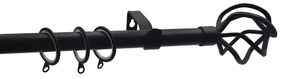 Κουρτινόξυλο Φ19mm Μονό Επεκτεινόμενο 160-300cm Με Άκρα Grace Ball Cage Black Mat 790224