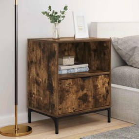 vidaXL Κομοδίνο 2 τμχ. Καπνιστή δρυς 49 x 36 x 61 εκ