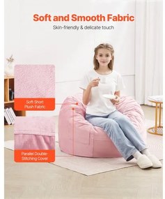 VEVOR 3 feet Round Bean Bag Chair with Removable Cover &amp; Dutch Velvet Pink