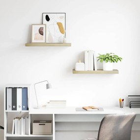 vidaXL Ράφια Τοίχου 2 τεμ. Χρώμα Δρυός 60x23,5x3,8 εκ. MDF