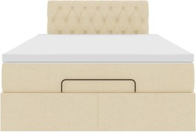 vidaXL Οθωμανικό κρεβάτι με στρώμα Cream 120x190 cm Ύφασμα