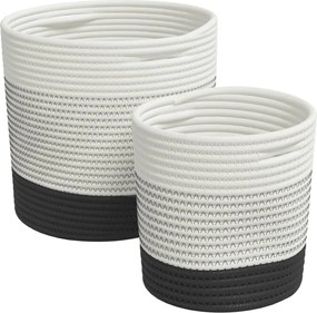 vidaXL Καλάθια Αποθήκευσης 2 τεμ. Ασπρόμαυρα από Βαμβάκι