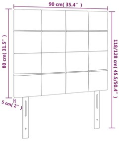 vidaXL Κεφαλάρι Κρεβατιού LED Κρεμ 90x5x118/128εκ. Υφασμάτινο