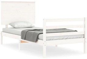 vidaXL Πλαίσιο Κρεβατιού με Κεφαλάρι Λευκό 100x200 εκ. Μασίφ Ξύλο