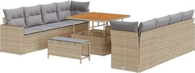 vidaXL Σετ Καναπέ Κήπου 11 pcs Μπεζ συνθετικό ρατάν