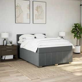 Κρεβάτι Boxspring με Στρώμα Σκούρο Γκρι 160x200 εκ Υφασμάτινο - Γκρι