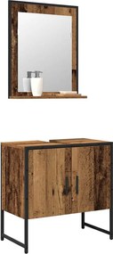 vidaXL Σετ Επίπλων Μπάνιου Επιτοίχιο 2 pcs Καφέ Επεξεργασμένο ξύλο