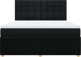 vidaXL Κρεβάτι Boxspring με Στρώμα Μαύρο 180x200 εκ. Υφασμάτινο