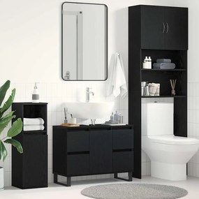 vidaXL Ντουλάπι Μπάνιου Μαύρη Οξυά 80 x 33 x 60 εκ Επεξεργασμένο ξύλο