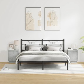 vidaXL Κομοδίνα με LED Φώτα 2 τεμ. Σκυρόδεμα Γκρι 39x34,5x50 εκ.
