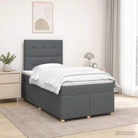 vidaXL Κρεβάτι box spring με στρώμα Σκούρο Γκρι 120 x 190 cm Ύφασμα