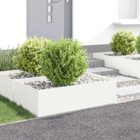 vidaXL Περίγραμμα γκαζόν 4 τμχ. 100 x 60 x 35 cm Ατσάλι Λευκό
