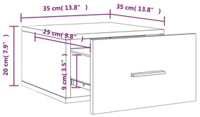 Κομοδίνο Επιτοίχιο Γκρι Σκυροδέματος 35 x 35 x 20 εκ. - Γκρι