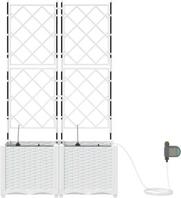 vidaXL Γλάστρα Κήπου 2 τμχ. Λευκό 80 x 40 x 142 cm PP