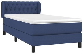 Κρεβάτι Boxspring με Στρώμα Μπλε 100 x 200 εκ. Υφασμάτινο - Μπλε