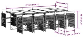 vidaXL Σετ Τραπεζαρίας Κήπου 11 τεμ. Μπεζ Συνθετικό Ρατάν με Μαξιλάρια