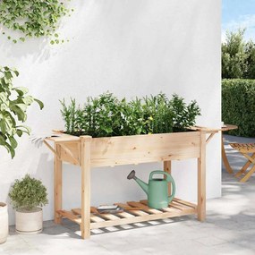 vidaXL Γλάστρα Κήπου Μπεζ 155 x 59 x 76.5 εκ. Στερεό ξύλο έλατου