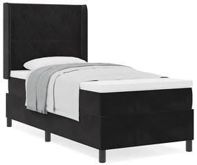 vidaXL Κρεβάτι με ελατήρια με κεφαλάρι Μαύρο 100 x 200 cm Βελούδο