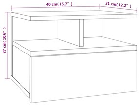 Κομοδίνα Κρεμαστά Καφέ Δρυς 40x31x27 εκ. Επεξεργ. Ξύλο - Καφέ