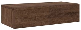 vidaXL Ράφι τοίχου με συρτάρια καφέ δρυς 60x26,5x15 cm Ξύλο μηχανής