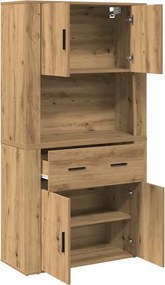 vidaXL Υψηλός Μπουφές artisan δρυς 80 x 33 x 150 εκ Επεξεργασμένο ξύλο