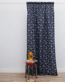 Έτοιμη Ραμμένη Κουρτίνα με Πυξίδες και Άγκυρες Angira Στενό Φύλλο (140x260cm) Μπλε Σκούρο