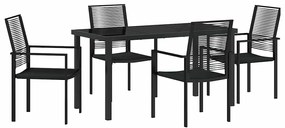 vidaXL Σέτ φαγητού για κήπο 5 pcs Μαύρο PVC ρατάν