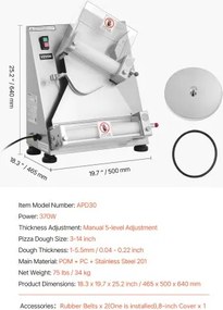 VEVOR 14 Inch Pizza Dough Roller Sheeter Automatic Commercial Dough Press 370W